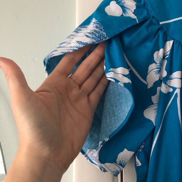 Hilo Hattie Large Blue Hawaiian Muumuu Dress Caftan aloha tiki hibiscus vintage - Picture 2 of 14